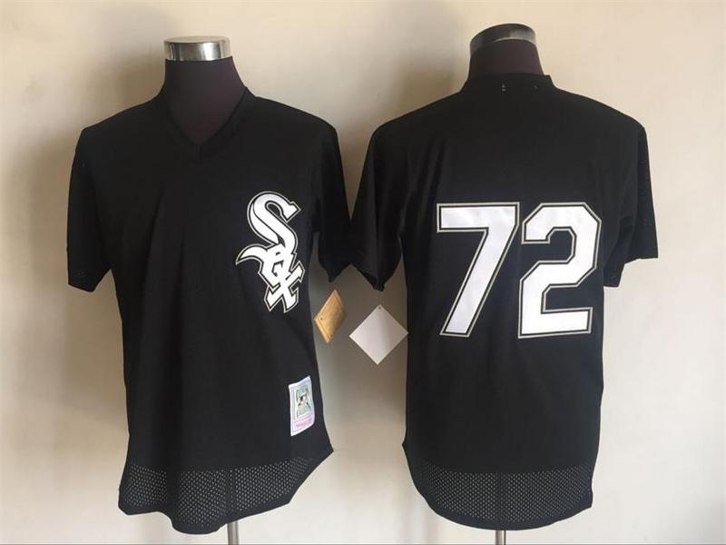 2017 MLB Chicago White Sox #72 Carlton Fisk Black Throwback Jerseys